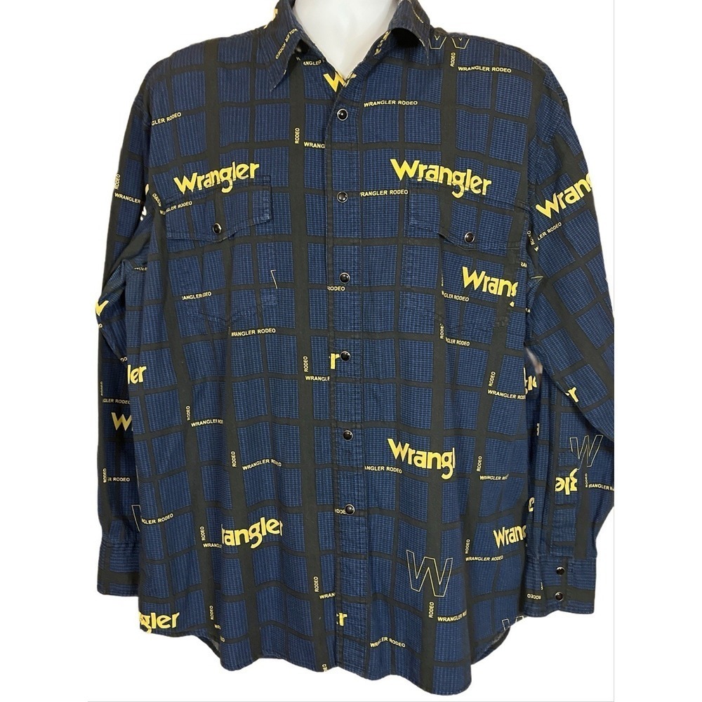 Vintage Wrangler Rodeo Long Sleeve Rodeo Shirt Pearl Snaps Men's XL  Excellent!!